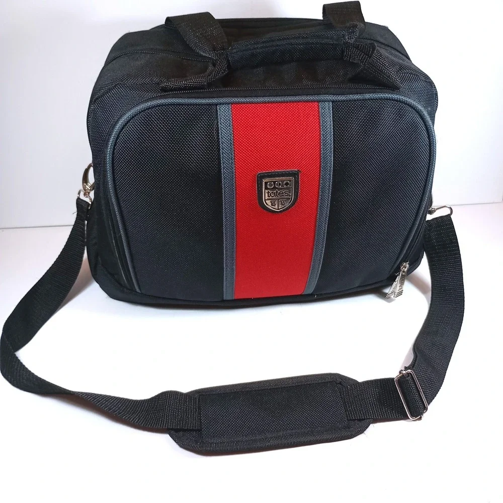 Totes Messenger Bag Medium Black Red Good Travel Crossbody Laptop Briefcase Bag